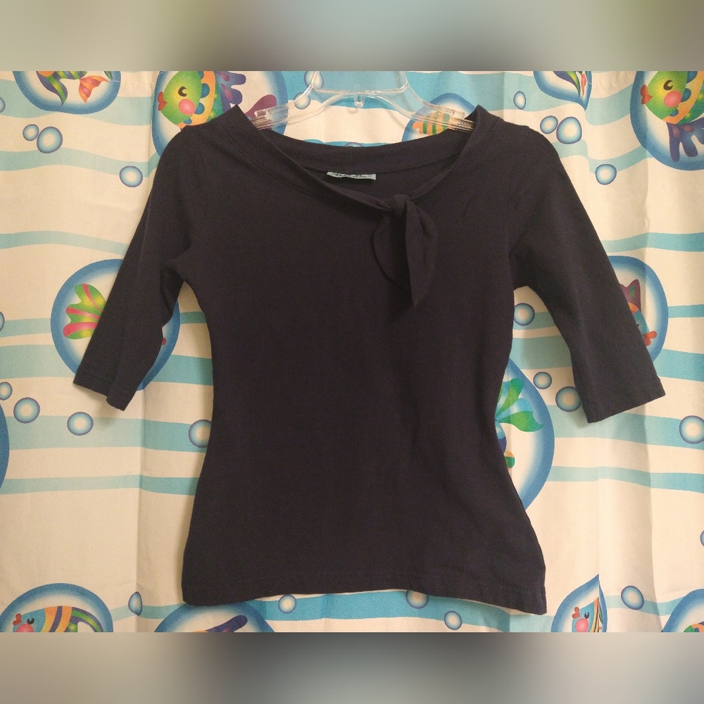 Mandie Bee Heart of Haute Top with tie collar Blue small